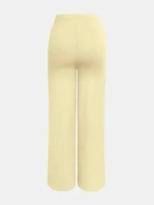 XLLAIS 女士时尚弹力高腰长款直筒裤秋冬服装 - 黃色 - 查看 4