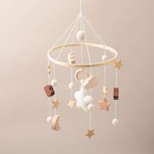 婴儿床装饰星形吊饰、钩针编织育儿室壁挂、新生儿毛绒玩偶、手眼协调、钩针编织玩偶床铃 - 灰色 - 查看 4