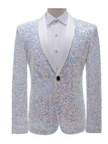 Men's Shiny Sequin Suit Jacket, Nightclub Stage Performance Formal Wear