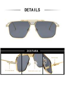 1 副男士金属框架平顶时尚眼镜，优雅高端百搭时尚眼镜，适合滑板、湖边散步、公园 - 彩色 - 查看 10