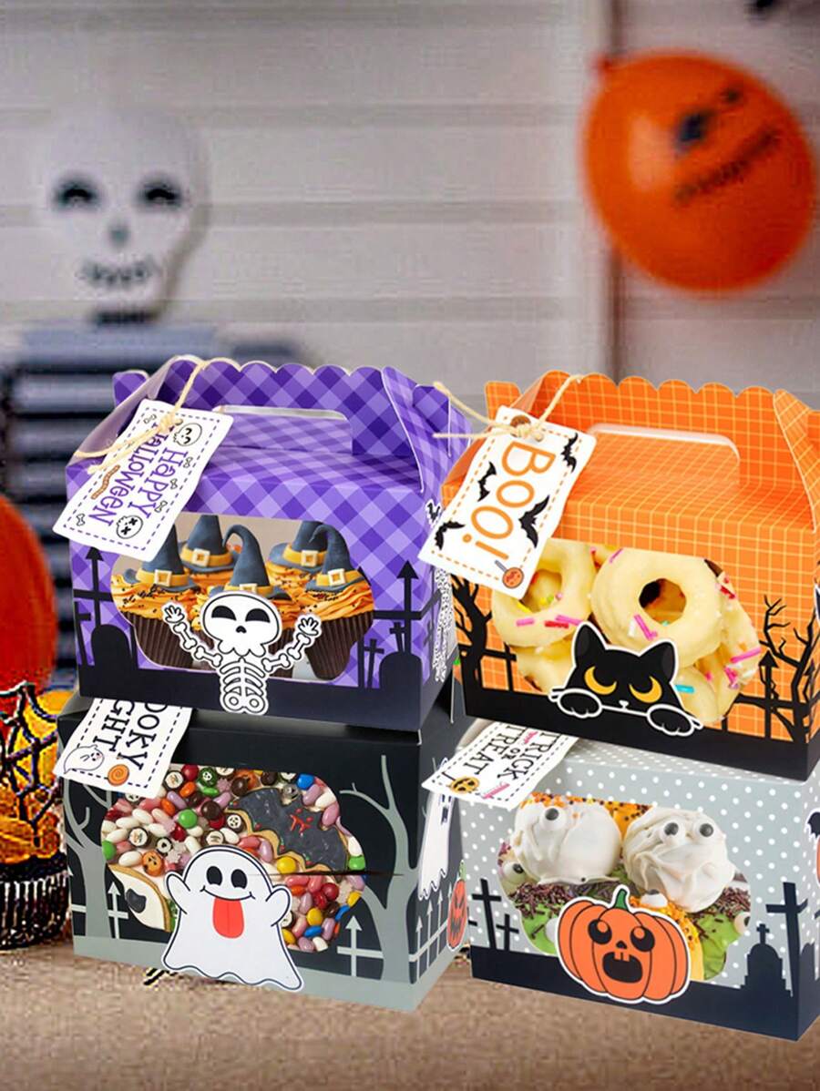 10/20 Packs Decorative Halloween Candy Treat Boxes Durable Goodie Wrapping Box Reusable Snack Packaging Container For Garden Indoor Halloween Trick Or Treat Party Favors Supplies