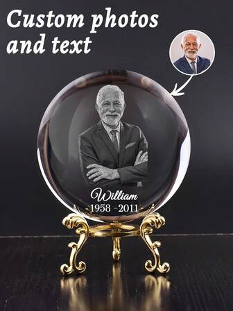 Bola de cristal conmemorativa personalizada con foto, cristal personalizado con tu texto, regalo de recuerdo, cristal grabado con láser, condolencia y luto, recuerdo de un ser querido | Bola de cristal con foto 3D, en memoria - regalo conmemorativo por la pérdida de - lámpara de cristal con forma de bola grabada con láser 3D personalizada, pérdida de un ser querido, mamá, papá, regalos de recuerdo, regalo de Navidad, regalos de recuerdo