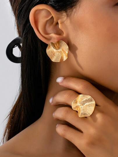 Women's Jewelry Set, Matte Finish Ring + Earrings