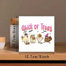 Plaque décorative et panneaux "Chick or Treat" Halloween, Halloween drôle, décoration de bureau mignonne, Trick or Treat, cadeau d'Halloween pour femmes, poussin fantôme mignon, décoration de bureau, décoration de maison, décoration de chambre, décoration murale de salle de bain, décoration murale de salon, décoration de chambre esthétique