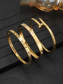 Vòng tay xếp chồng bằng thép không gỉ mạ vàng 18K có thiết kế dây xích và cỏ ba lá, phong cách thời trang dành cho nữ, thích hợp cho trang phục thường ngày, tiệc tùng, ngày lễ, sinh nhật, đám cưới, quà tặng ngày lễ tình nhân, mẹ, mẹ, ngày của mẹ, quà tặng - mô hình Huizi - Xem 9