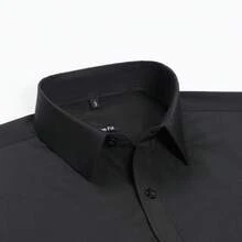 Men's Long Sleeve Dress Shirt, Good Quality, Slim Fit, Microelasticity - màu đen - Xem 2