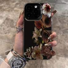 Funda de TPU con patrón floral oscuro para  16 Pro Max,  15 Pro Max/14/16 Plus/15/13 Pro/12/11/X/XR/XS Max, color plata anti-caída de negocios, funda protectora de PC de alta estética - Colores mixtos - Ver 10