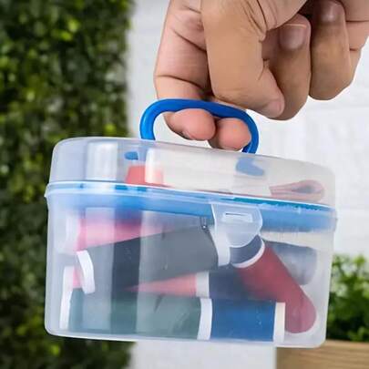 H-705 - 1 Mini Maleta de Costura com 30 Peças - Com Linhas, Agulhas e Fita Métrica Cor Sortida