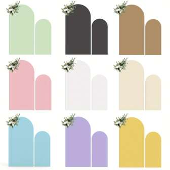 Set de 2 fondos de tela con forma de arco de tela de spandex, adecuados para decoración de cumpleaños, decoración de arco de boda, decoración de fiestas, decoración de marco de arco (solo fondo de tela, sin marco de arco), fondo de arco perfecto para jardín y ceremonia de boda al aire libre, decoración de fiesta de cumpleaños (2 m + 2.2 m / 1.8 m + 2.2 m)