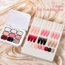 MEET ACROSS 9 Colors Pat Painting Gel Nail Polish, Pink Red Patting Glue Smudge Canned High Saturation Popular Semi-Solid Nail Polish Glue Nail Salon Special Manicure Nail Supplies Halloween Nails - Nhiều màu - Xem 2