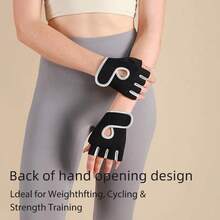 LINGPENG 1 Pair Half Finger Breathable Workout Gloves With Anti-Slip Silicone Pads, Suitable For Cycling/Weightlifting/Strength Training - Multicolor - View 7