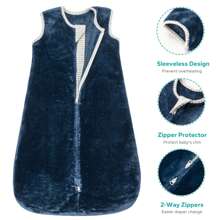 1.5 Tog Flannel Baby Wearable Blanket Warm Toddler Sleeping Bag For All Season - Navy - View 3