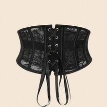 1pc Women's Button-Up Short Waist Cincher, Waist Trainer Corset Top, Slimming Shaping Bodice Suitable For Halloween - Black - View 3