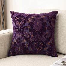 1pc 17.72 X 17.72 Inch Pillowcase Light Luxury Sofa Cushion Cut Velvet Fabric Pillowcase No Pillow Core Living Room Nordic Modern Minimalist Model Room Villa B & B Bedside Pillow - 紫色 - 查看 1