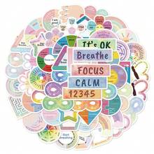 60Pcs Calm Strips Anxiety Stickers Calm Stickers Sensory Stickers Aesthetic Stickers Graffiti Stickers Inspirational Stickers Vinyl Waterproof Stickers For Journaling Computer Scrapbook Luggage Water Bottle Phone - B - View 2