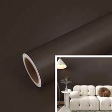 1 Roll Brown Matte Wallpaper Solid Color Self-Adhesive Peel-Off Contact Paper Bedroom Living Room TV Background Wall Home Decorative Wall Sticker Kitchen Countertop Cabinet Drawer Furniture Renovation Covering Film DIY Easy To Install Removable Wallpaper15.7inX393.7/196.8/118.1/39.3in Wall Paper Wall Stickers Room Decor Wall Decor Living Room Decor - Brown - View 2