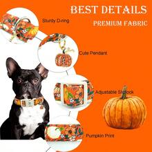 Elegant Little Tail Halloween Dog Collar, Pumpkin & Flower Print, Autumn Pet Collar, Soft Puppy Collar, Adjustable Holiday Collar - Orange - View 3