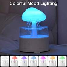 Rain Cloud Lamp Humidifier Aromatherapy Diffuser 7 Colors LED Changing Mushroom Decorative Lights Essential Oil Diffuser Water Drip Rain Sounds For Relax Sleeping Bedroom Office