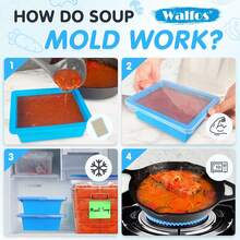 2cup Silicone Freezing Tray With Lid - Easy Meal Prep Container And Kitchen Storage Solution, Make Perfect Freezing,Storing Soups, Foods, Stews, Dips Or Sauces Simple And Convenient-4-PACK BLUE,11711951 - 黑色 - 查看 7