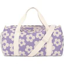 BLUBOON Bolsa de lona para niñas y niños, bonita bolsa de gimnasio con compartimento para zapatos y separación para objetos húmedos, impermeable, para deportes durante la noche - Flor 157 Base Morada - Ver 7