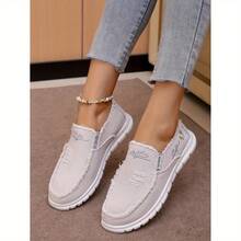 Women Casual Canvas Shoes Lightweight Comfortable Walking Sneakers BreathableFashion Athletic Footwear For Daily Wear - 灰色 - 查看 2