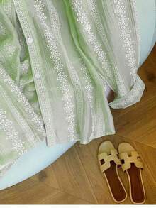 Women's Elegant Casual Front Button Jacquard Blouse