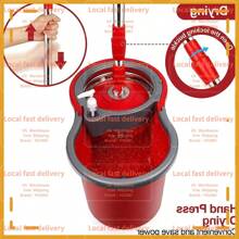 Local Devery-1 Set, Spin Mop Bucket With Wringer Set, Mop And Bucket 360°Spinning System With Microfiber Mop Refills, 61" Stainless Steel Adjustable Handle For Floor Cleaning