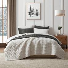 Comforter Set 3 Piece, Plush Fluffy Bedding, Geometric Pattern, Lightweight Bedspread Blanket All Season, Faux Comforter - Cream - View 2