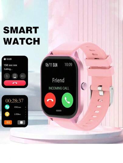 1pc Smart Watch With HD Screen, LED High-Definition Curved Color Display, Multi-Language Touch Control Music Player, Calling & Notification Functions, 180mAh Large Capacity Battery
