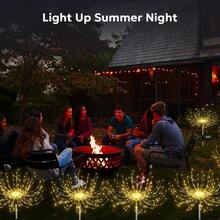4pc Solar Fireworks Lights Outdoor Waterproof Garden Fairy Light Outside Solar Sparkles Landscape Lights 120 LED Decorative Outdoor For Backyard Patio Pathway Lawn Party Walkway Decor, 4 Pack