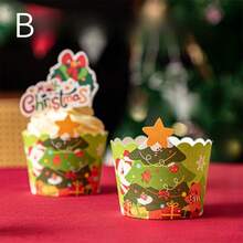 10pcs/20pcs,Christmas Cupcake Boxes, Muffin Cups, Cartoon Christmas Cupcake Decorations Christmas Christmas Decorations Christmas Pajamas Christmas Gifts Christmas Decor