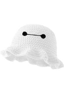 1 件男女通用手工针织无檐便帽，荷叶边渔夫帽，骷髅、南瓜、角图案，趣味角色扮演拉法帽 - 彩色 - 查看 21