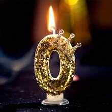1 套 0-9 金色水钻皇冠装饰数字生日蜡烛，DIY 手工生日蛋糕装饰，派对氛围用品，浪漫派对用品，生日蜡烛，适用于生日派对、毕业派对、主题派对 - 金色皇冠 - 查看 13