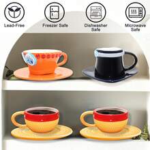 4 Types Straw Hat Coffee Mug With 250-300ML - Ceramic Tea Milk Cup With Plate,Cup - Office, Home Use - Ideal Gift For Christmas, Birthday, Anniversary--Halloween, Birthdays, Or As Daily Coffee Mugs. It's A Perfect Gift For Family And Friends - A - 查看 7