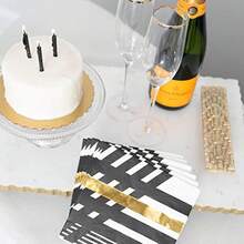 Papyrus Velas de cumpleaños, remolino plateado - Negro, blanco y dorado - Ver 4
