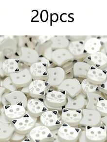 10/20 piezas (12MM) Botones lindos con orejas rosas, botones de dibujos animados de gatos pequeños para cárdigans, accesorios hechos a mano, botones decorativos. - Multicolor - Ver 15