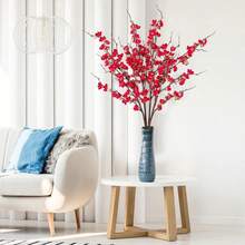 Artificial Cherry Blossom Flowers 4 Pcs Faux Cherry Blossom Stems Faux Silk Cherry Blossom Branches 41'' Fake Flowers Long Stems For Vase Arrangements Home Wedding Table Decor (Pink) KF - 紅色 - 查看 4