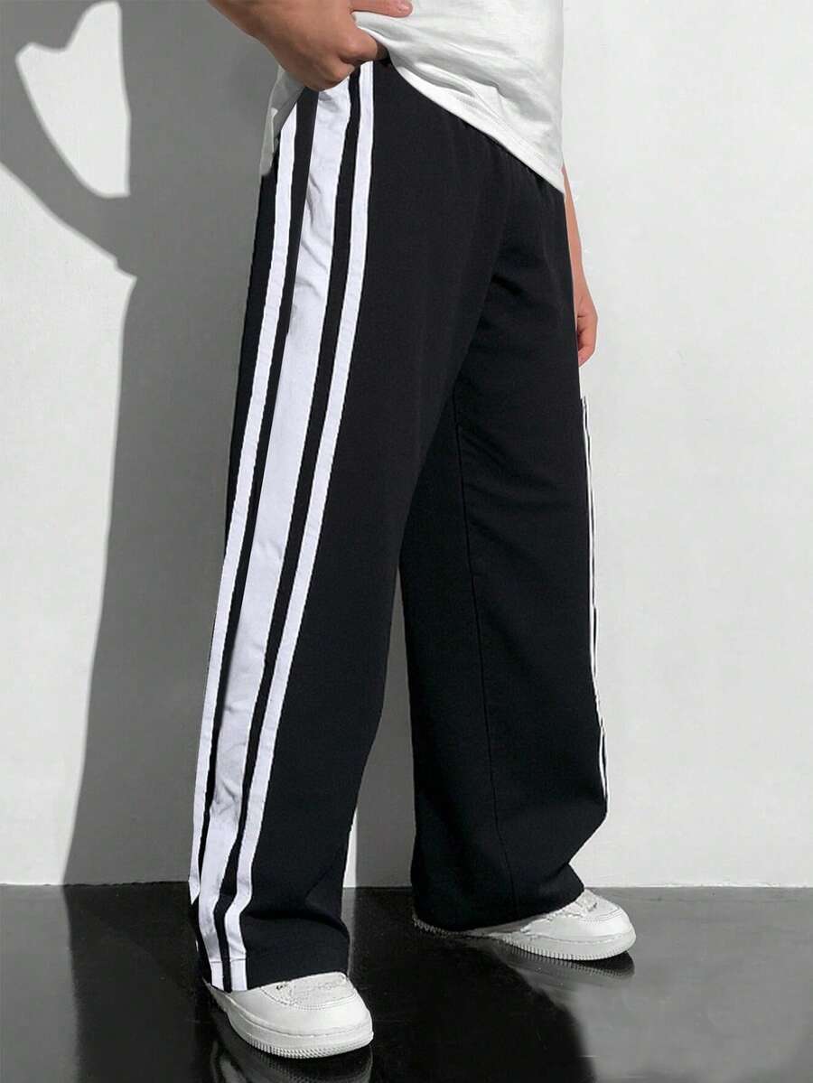 1 Stück Tween Jungen Loose Straight Leg Freizeithose, geeignet für Schule, Outdoor, Indoor, vielseitig für alle Jahreszeiten - Schwarz - Übersicht 1