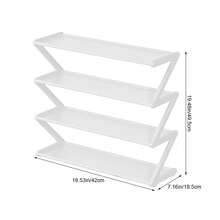 1 Piece 4-Tier Simple And Practical Shoe Rack For Shoes, Boots, And Clothing Accessories, Made Of Stainless Steel Tubes And Plastic Brackets, Freestanding Black And White Shoe Rack, Easy To Assemble And Space-Saving - 白色 - 查看 4