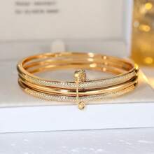 4 件套时尚奢华铜锆石女士手链、项链、耳环首饰套装 - 4件套 - 查看 3