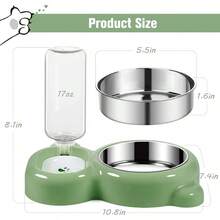 Dog Bowls Cat Food And Water Bowl Set With Water Dispenser And Stainless Steel Bowl For Cats And Small Dogs Light Bluenew - 綠色 - 查看 5