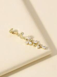 1pc Silver Non-Piercing Butterfly Fake Belly Button Piercing Clip On Fake Piercing Suitable For Daily Wear By Women - Yellow Gold - View 5