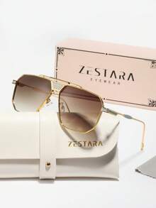 1 副男士金属框架平顶时尚眼镜，优雅高端百搭时尚眼镜，适合滑板、湖边散步、公园 - 彩色 - 查看 18