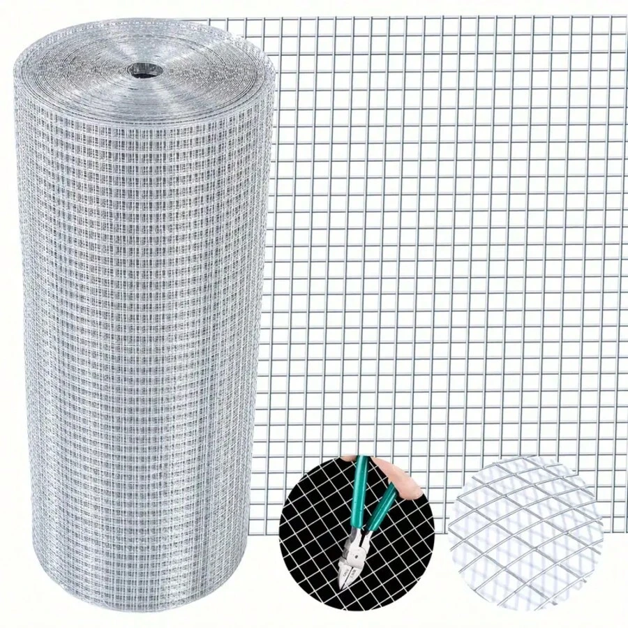 16 In X 118In Heavy Duty Wire Mesh Roll - Square Chicken Mesh Fence Net Roll, Suitable For Elevated Garden Bed Plant Support, Animal Poultry Mesh Cage Fence, Hot Dip Galvanized Metal Hardware Cloth For Outdoor Fencing - Bạc - Xem 1