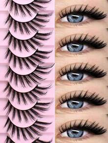 10对狐狸眼假睫毛配猫眼睫毛，浓密自然卷翘睫毛，适合日常使用 - 眼尾拉長款 - 查看 1