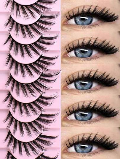 10 أزواج من رموش عين الثعلب الصناعية مع رموش القطة، رموش سميكة وطبيعية مجعدة، مناسبة للاستخدام اليومي