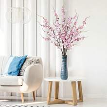 Artificial Cherry Blossom Flowers 4 Pcs Faux Cherry Blossom Stems Faux Silk Cherry Blossom Branches 41'' Fake Flowers Long Stems For Vase Arrangements Home Wedding Table Decor (Pink) KF - 粉色 - 查看 3