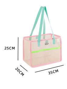 35*25*20厘米 INS风夏季网眼手提包、托特包、旅行沙滩包、学生大号单肩包 - 彩色 - 查看 3