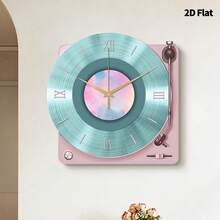 2D Flat, 1pc Modern Style Music Player Wall Clock, Super Silent Quartz Movement, No Ticking, Suitable For Living Room Music Room Bedroom Kitchen Coffee Bar Decoration, Perfect Gift And Festival Decoration - Multicolor - View 6