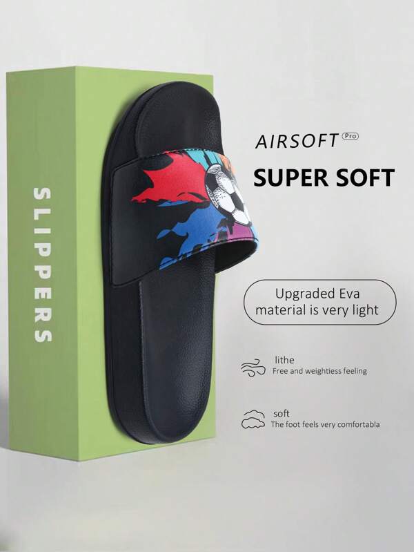 Kinder Mode Hausschuhe, minimalistischer Cartoon Fußball rutschfeste weiche Sohle leichte Jungen Haus- & Lässig Schuhe